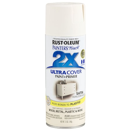 Rust-Oleum Spray Paint, Heirloom White, Satin, 12 oz 249076